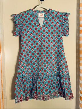 Victoria Dunn Teal & Red Printed Mini Dress